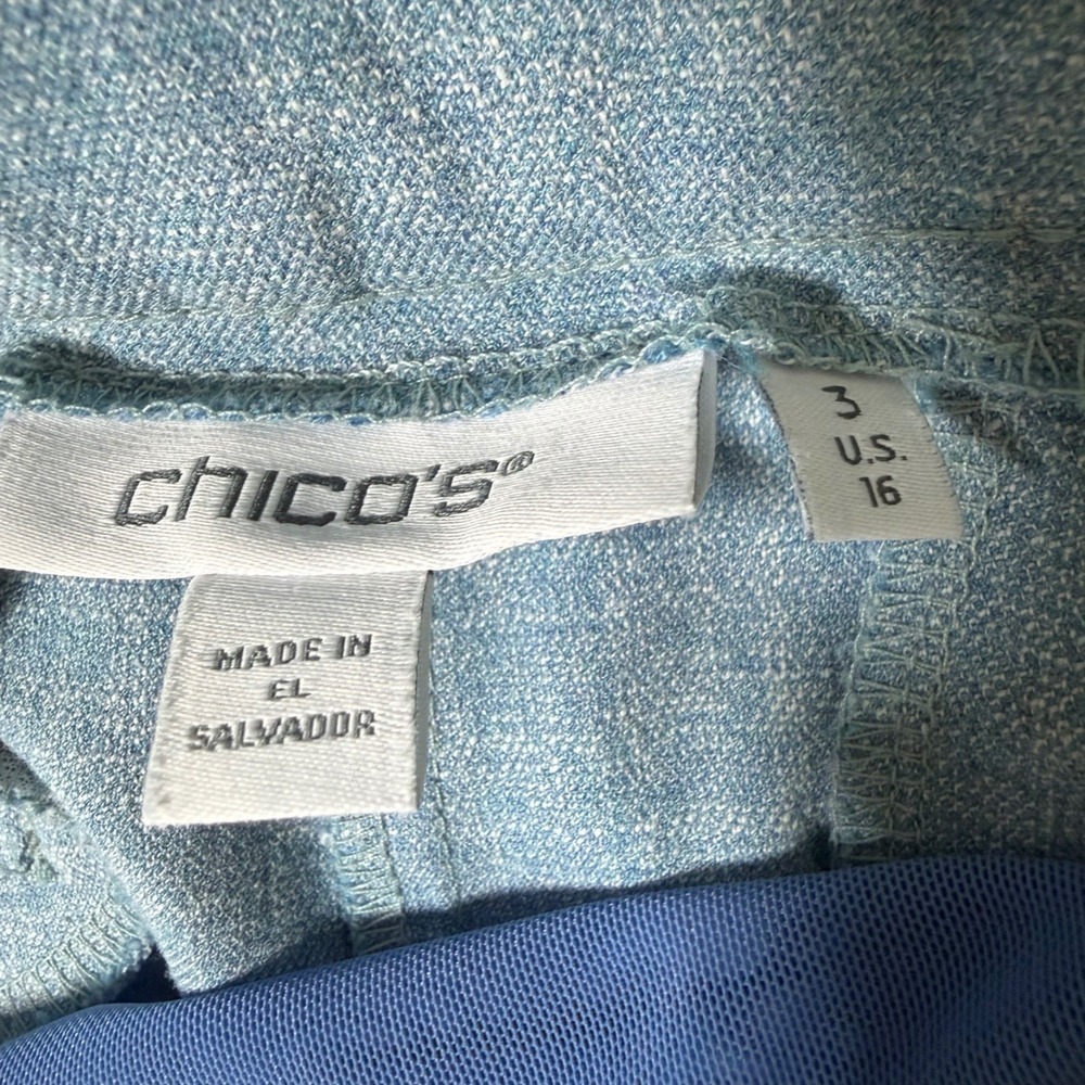 Chico's Light Blue Heathered Pull On Capri Pants Size 3 US 16 Cotton Blend - Picture 4 of 11